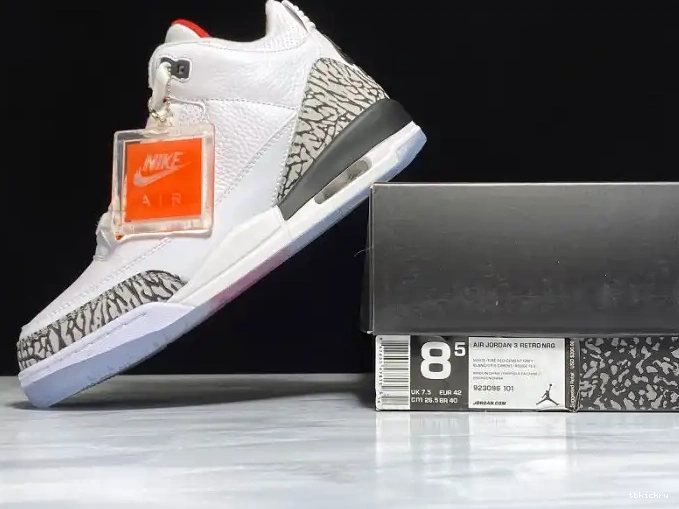 Rep TBK Jordan 3 white mens THROW LINE